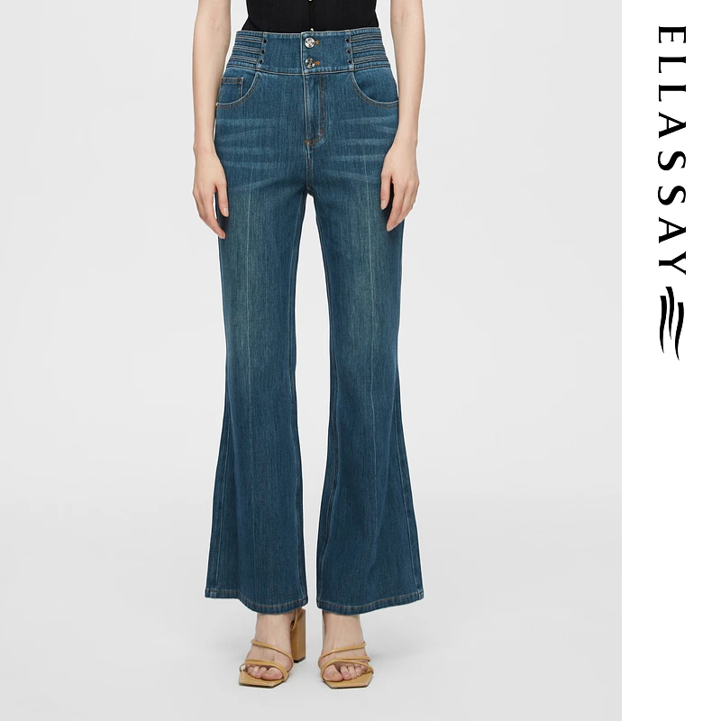 ELLASSAY歌力思25早春新款棉感复古莱赛尔牛仔裤女EWB361N00400