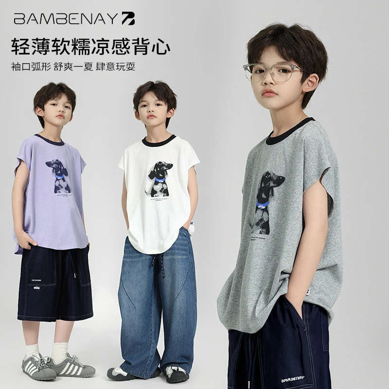 现货 班贝纳【凉感无袖背心】男童透气凉快运动T恤夏款中大童G6150