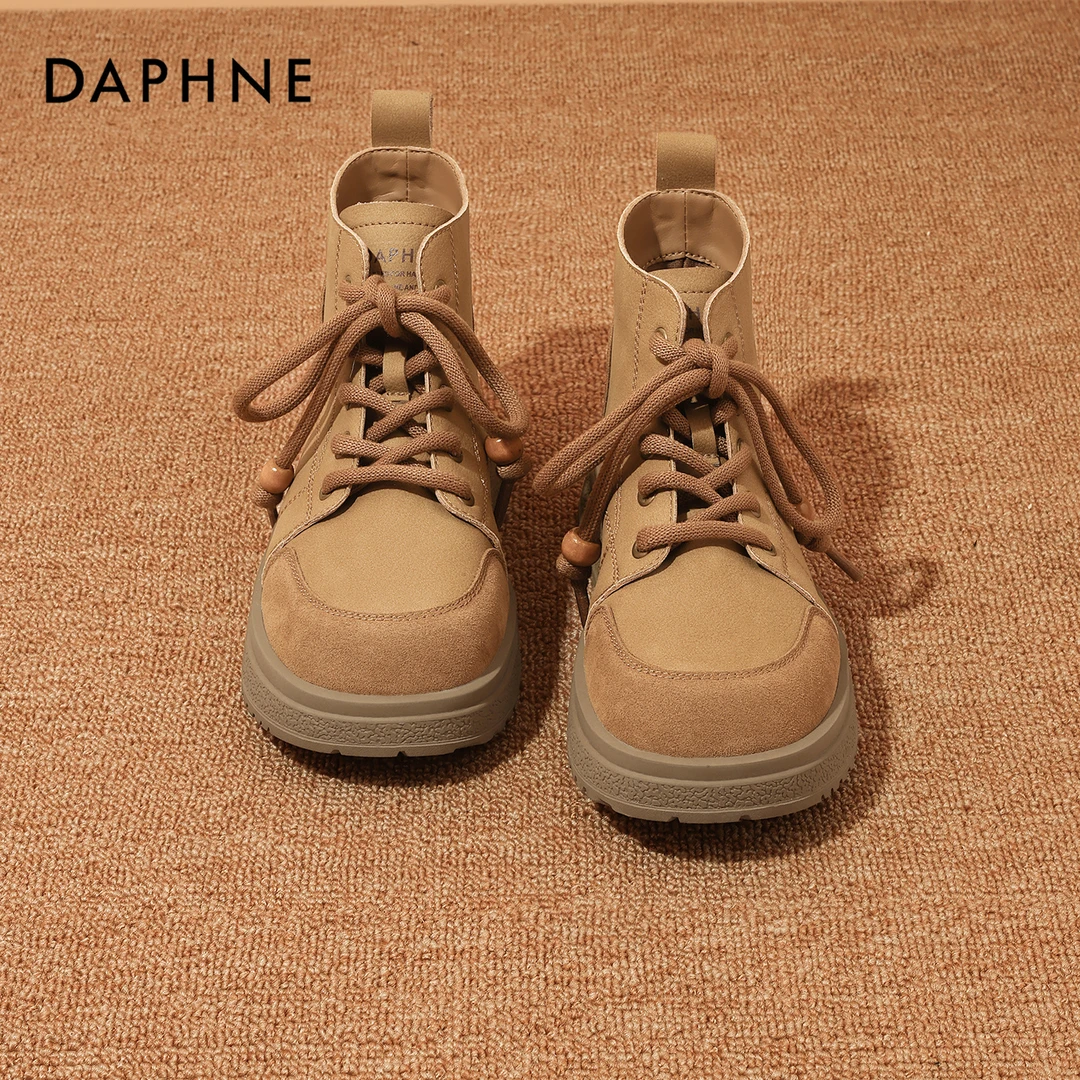 达芙妮复古舒适马丁靴女款2025新款英伦风休闲百搭系带不累脚短靴