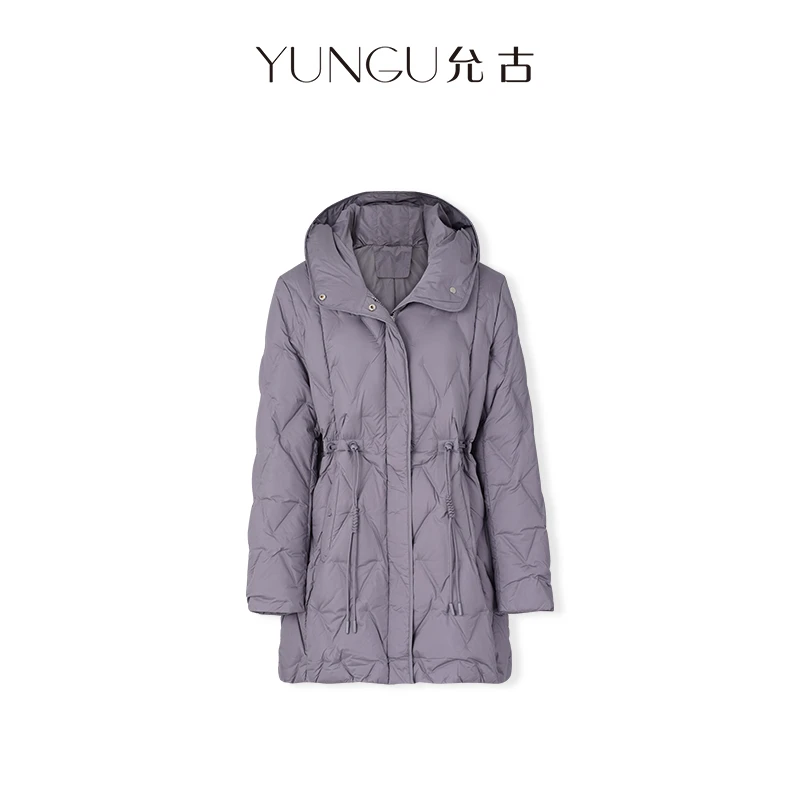 YUNGU允古【F482】【双12年终大促】白鸭绒羽绒服冬新款收腰连帽外套