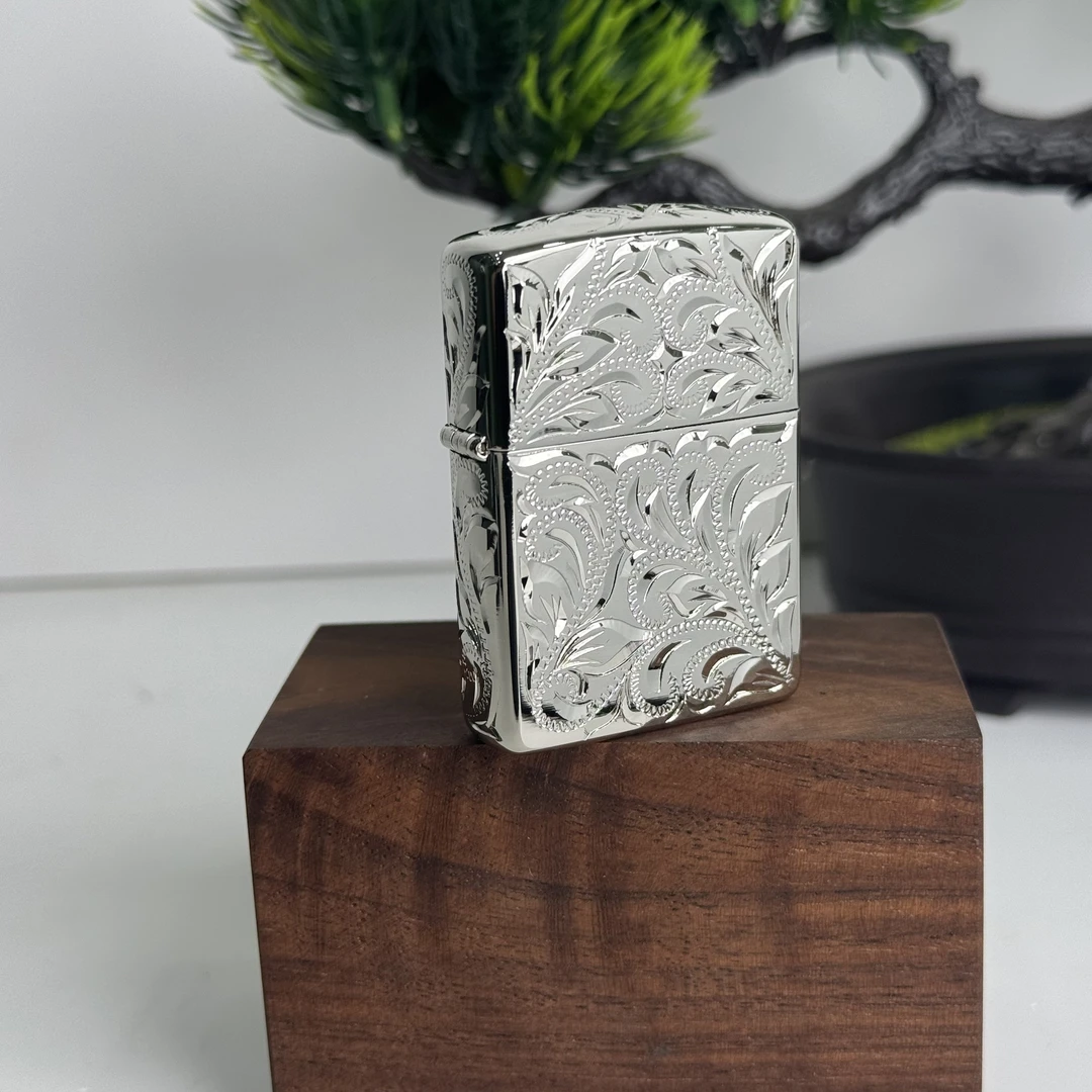 ZIPPO打火机 手雕镀铂金唐草 162盔甲煤油打火机 DYJ1
