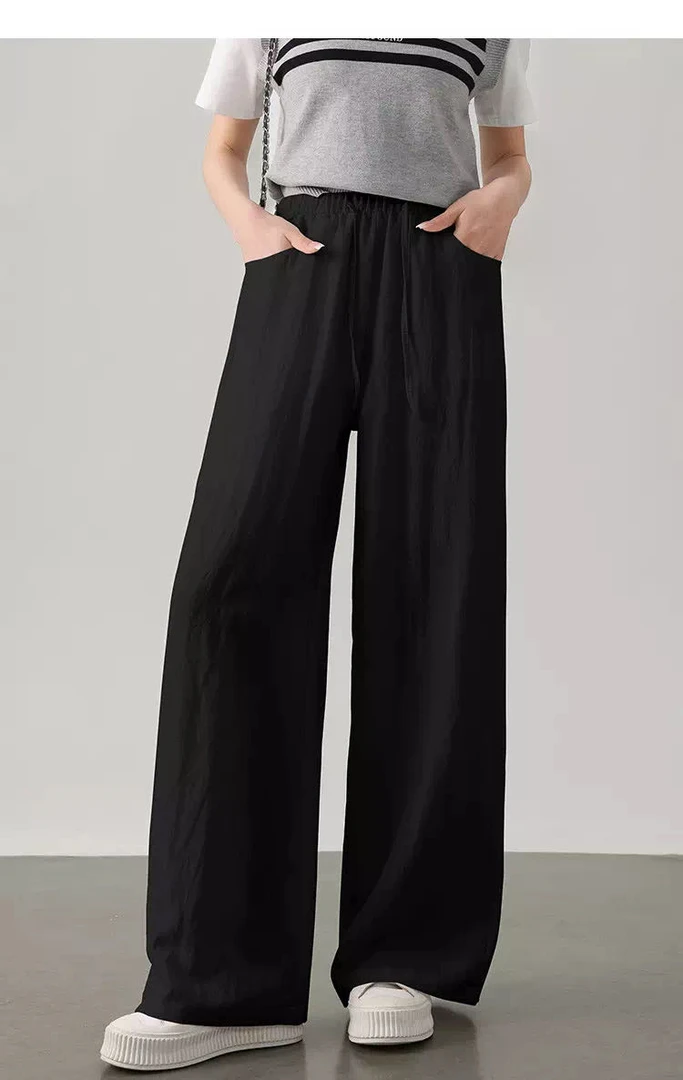 郑姐-薄款阔腿裤女夏季2025新款垂感亚麻休闲直筒裤亚麻裤子