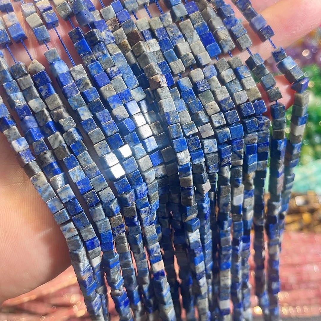 玛瑙/玉髓合金珠宝半成品青金石方糖一条4mm