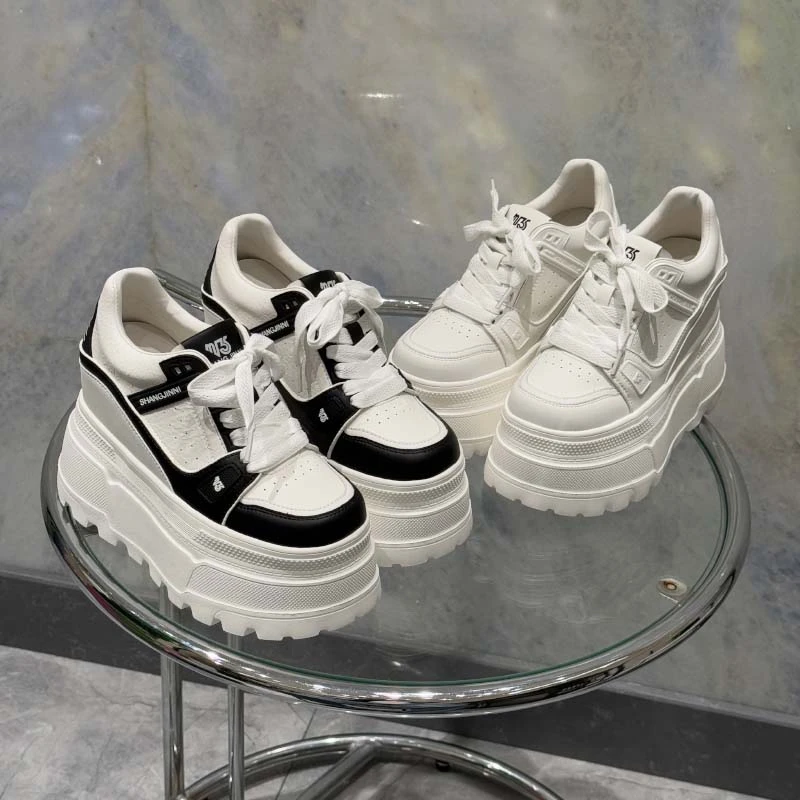 【白驹过隙】2025早春小白鞋10-13CM厚底系带休闲鞋女鞋6208-3