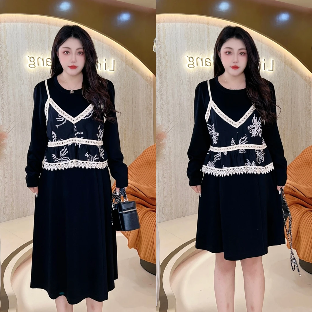 【玲胖胖 月河遗梦】休闲时尚气质遮肉显瘦大码女装连衣裙LPP61838