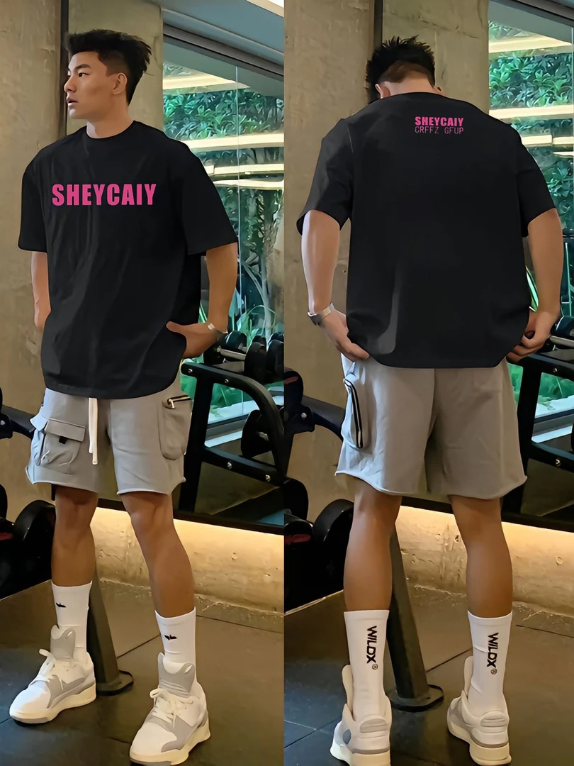 美式高街字母印花短袖t恤男2025夏季新款ins潮牌休闲小领口上衣潮