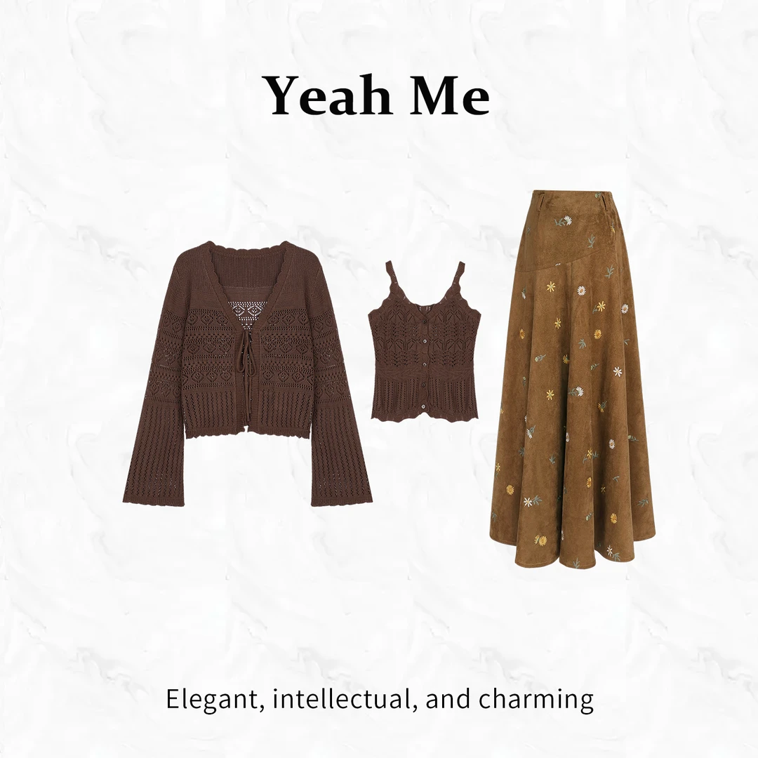 Yeah Me/也觅【沙漠原野】秋季新款复古高级感半身裙套装早秋穿搭女