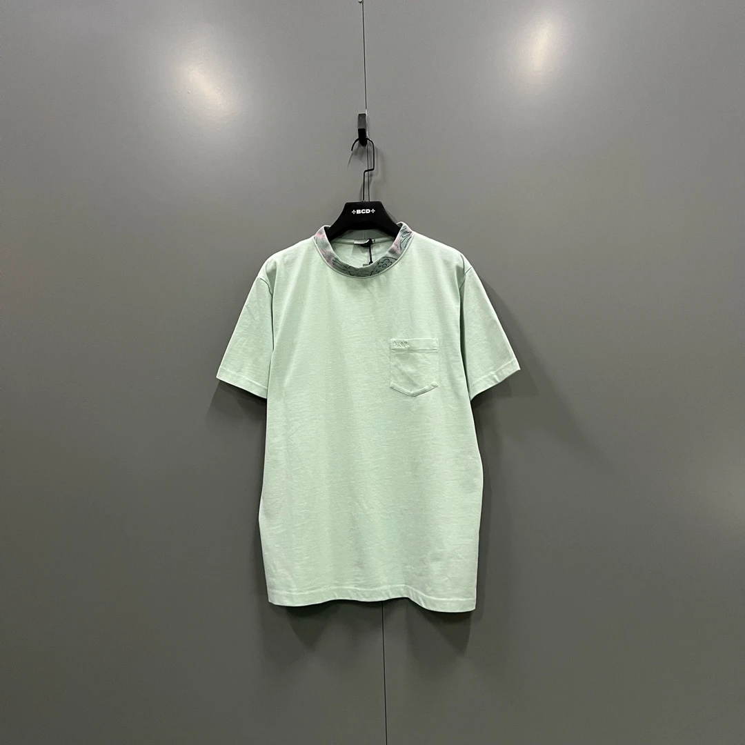 未使用 DIOR/迪奥 ab829 绿色领口logo短袖 016592