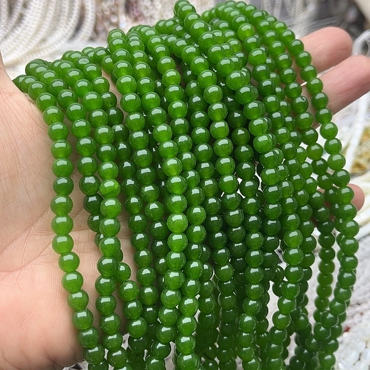 玛瑙/玉髓未镶嵌珠宝半成品2条6mm左右碧玉