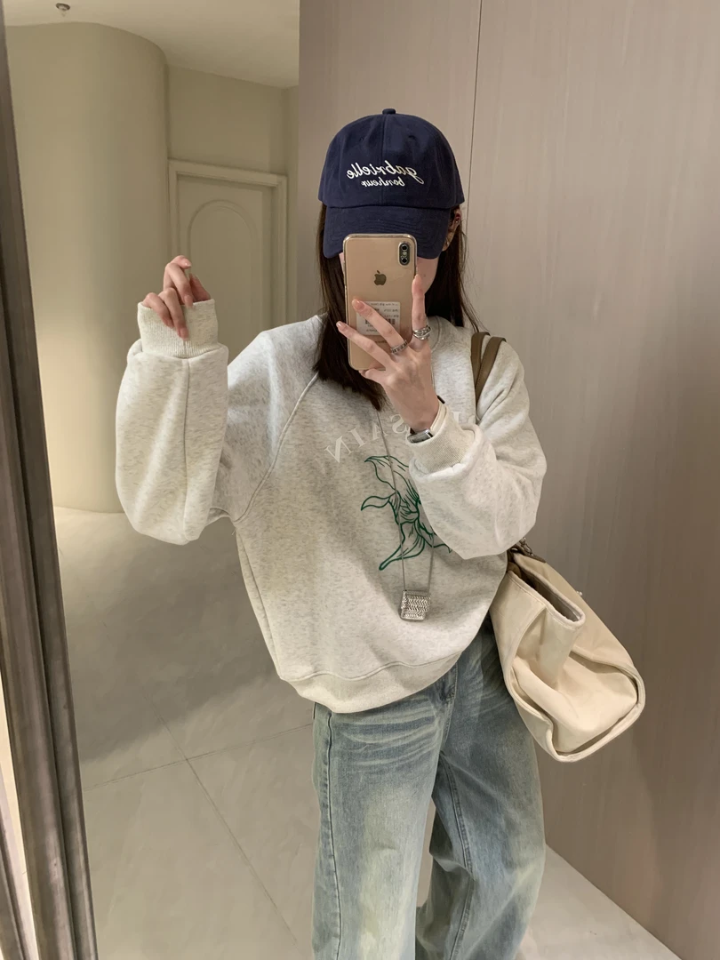 【加绒高货断码清】百合加厚高领百搭印花休闲套头印花套头卫衣