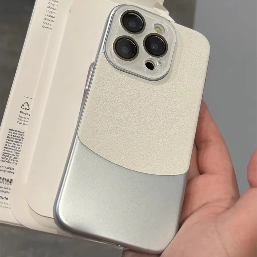 镜头全包适用15promax拼接素皮双拼皮纹全包苹果16手机14高级13硬