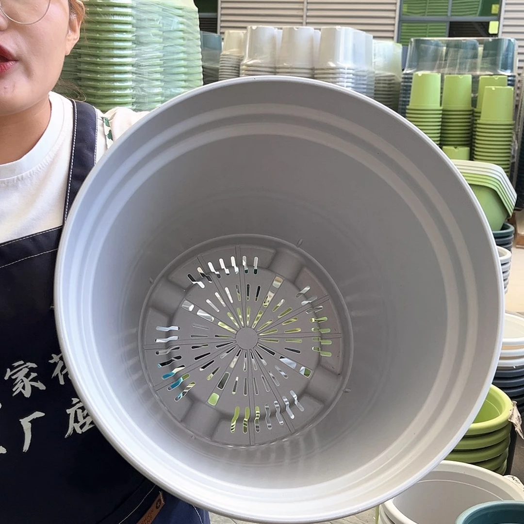 仿陶盆Q42灰白色3个无托