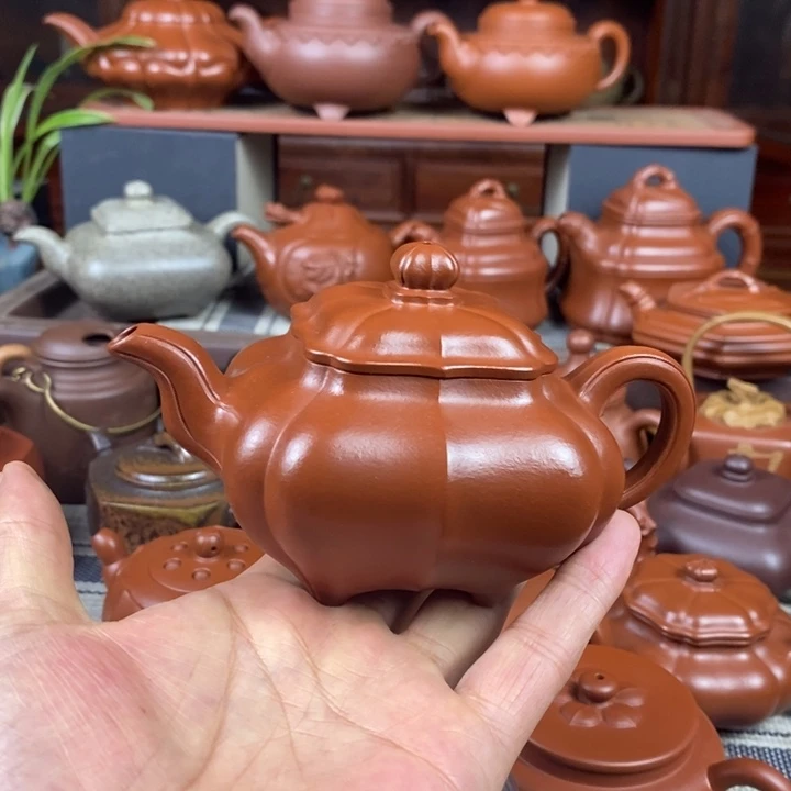 紫砂茶壶筋纹传炉260cc原矿赵庄朱泥特价