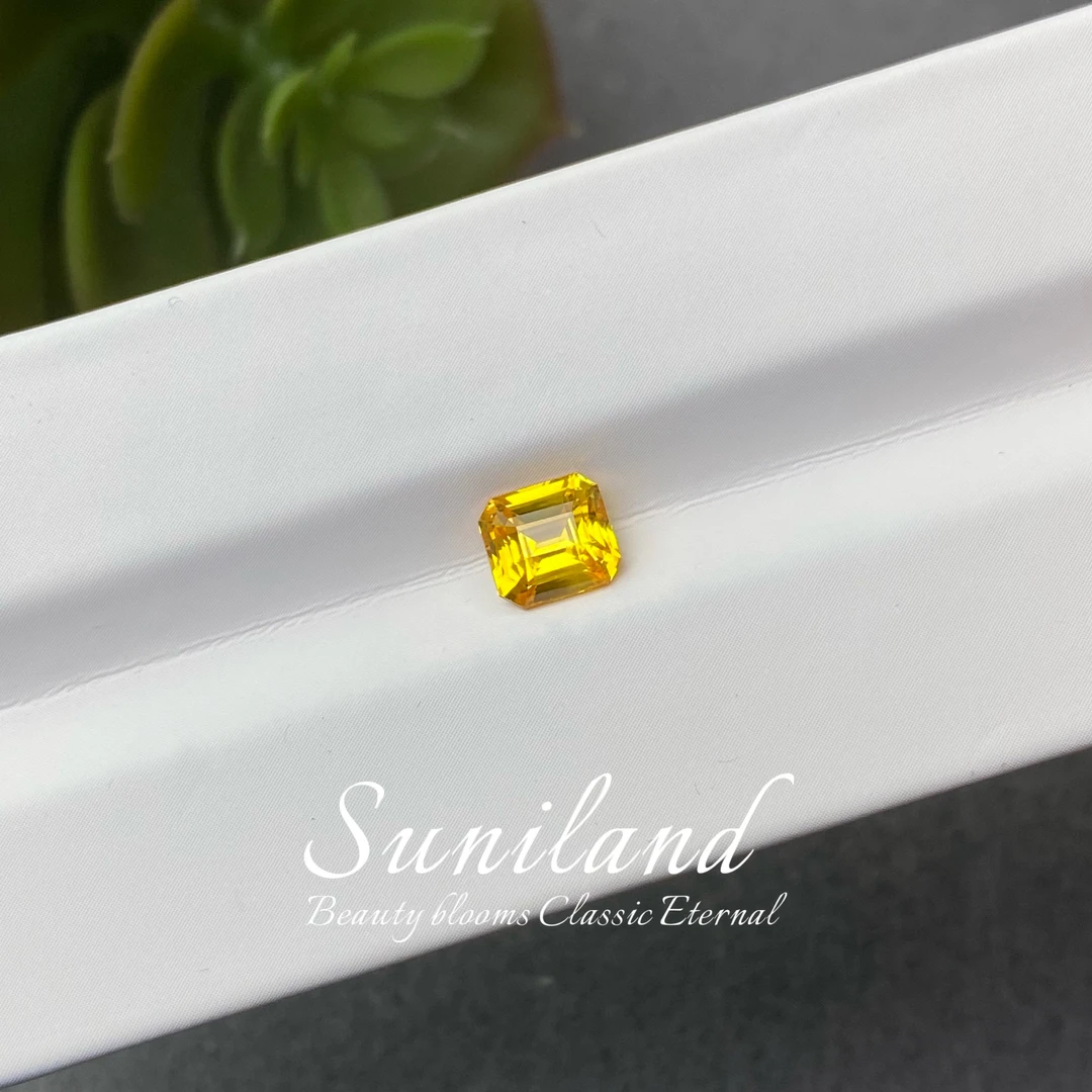 C296-1.62ct-八角形天然老烧金丝雀黄蓝宝石/GRC证书2501200170