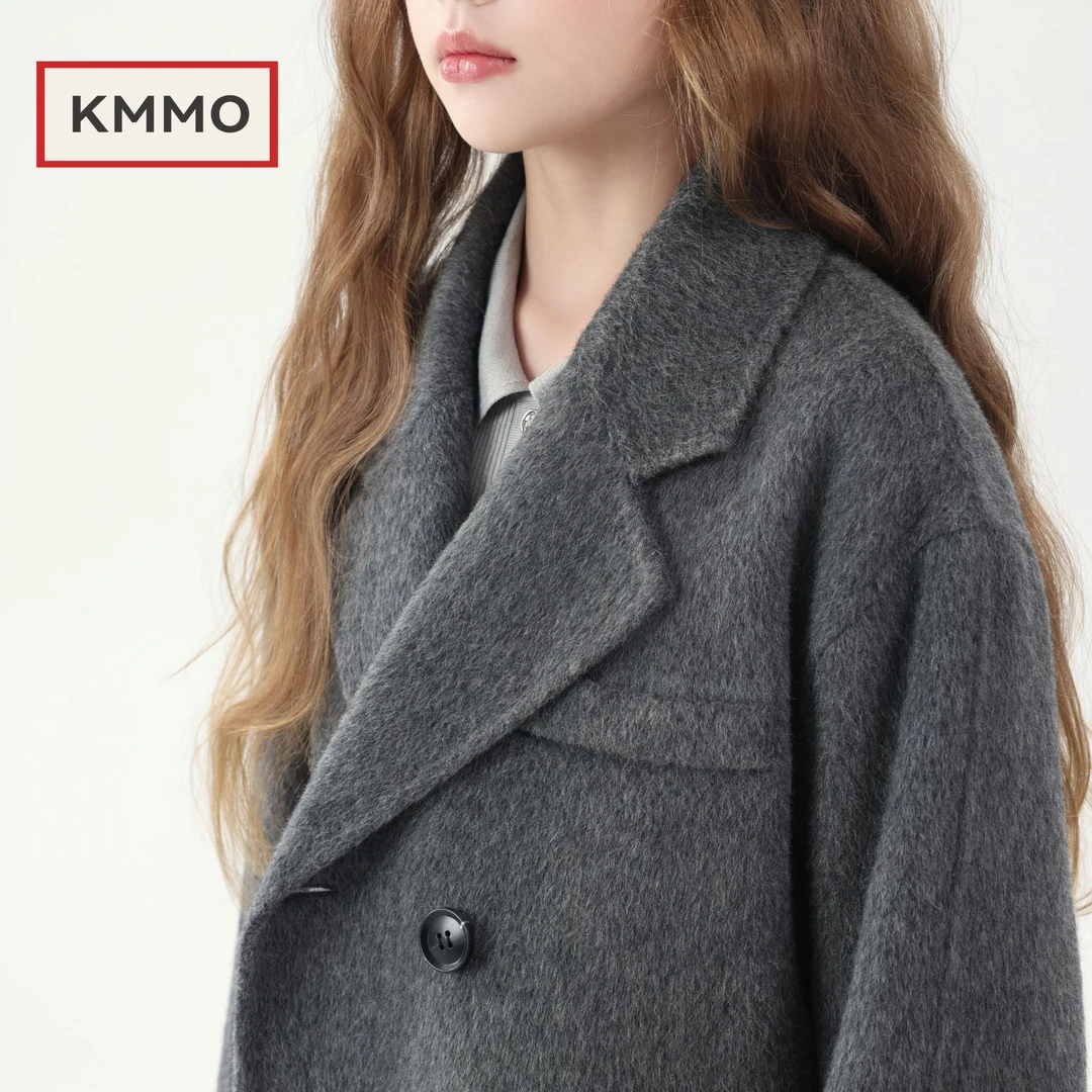 KMMO女童双面羊毛大衣2025秋冬季新款儿童呢子外套中长款加绒加厚