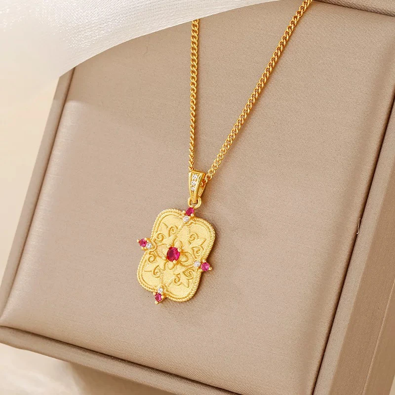 坠链均足银 曼家中古风灵犀莺尾盾牌项链1133