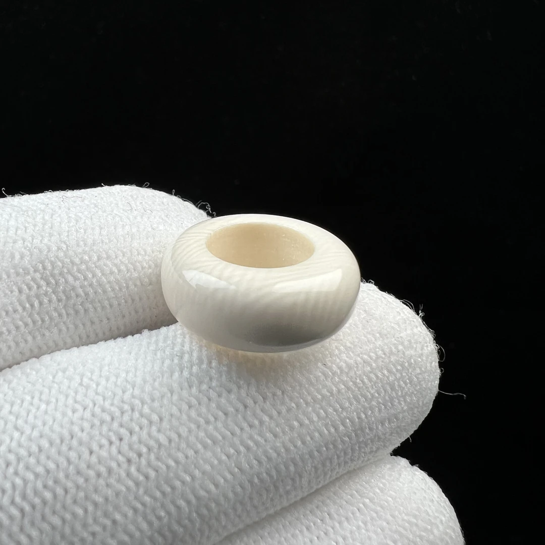 J4515天然猛犸牙跑环戒指内径10mm支持鉴定 假一罚四