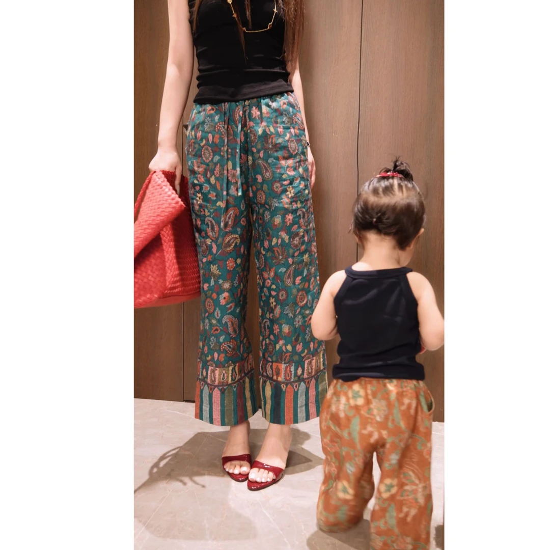 G. yantong/郭彦彤定制花纹亚麻九分裤休闲裤夏季中腰夏装KZ79