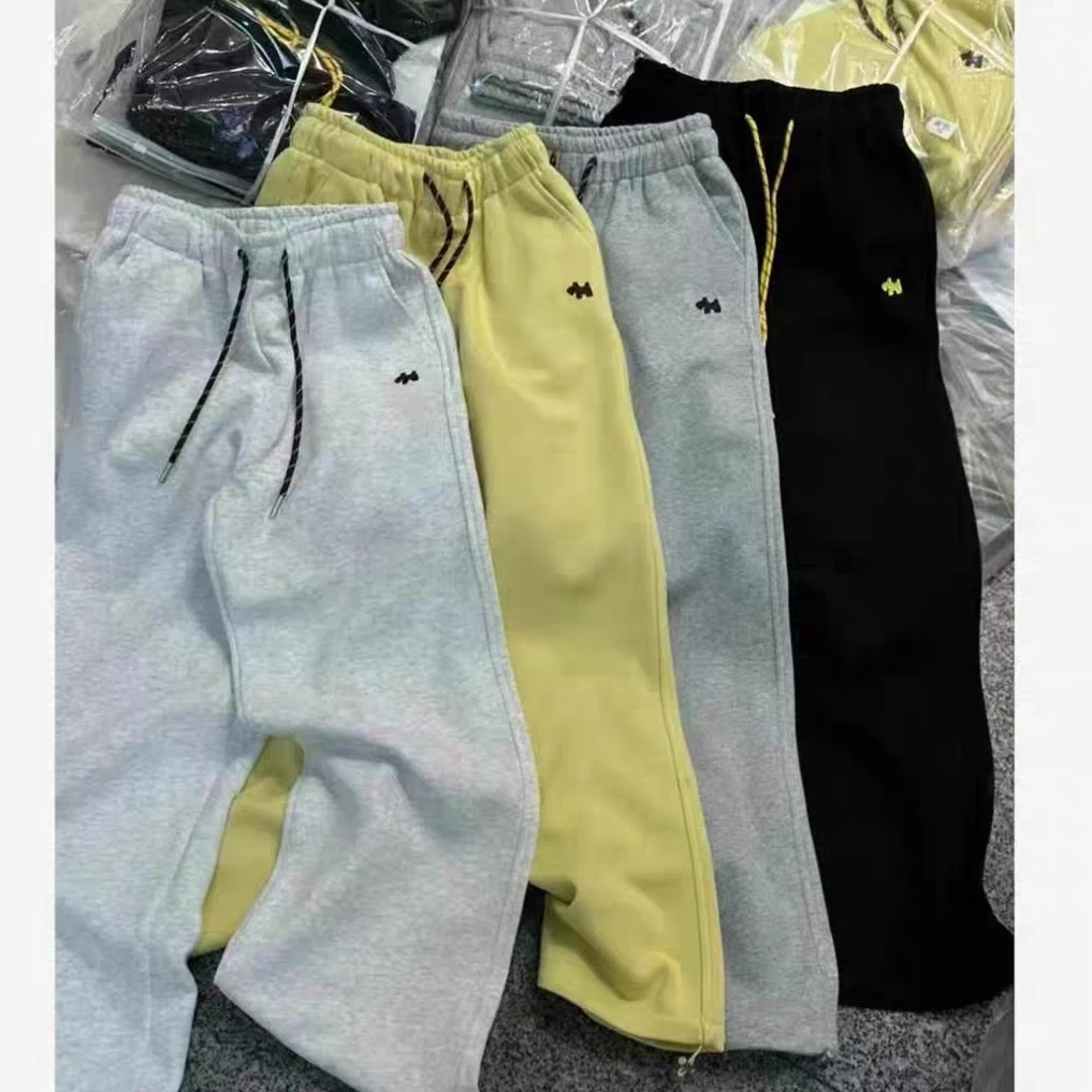 娟儿家2025春季高腰抽绳刺绣小狗阔腿宽松休闲两穿卫裤