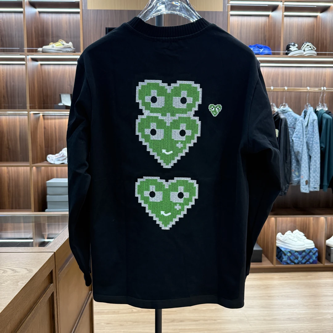 【D9801】小爱心重工刺绣长袖男女同款