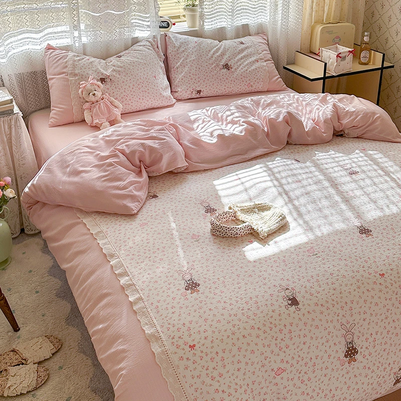 【双层纱全棉花边】2025新款A类云感双层纱全棉镂空花边四件套透气