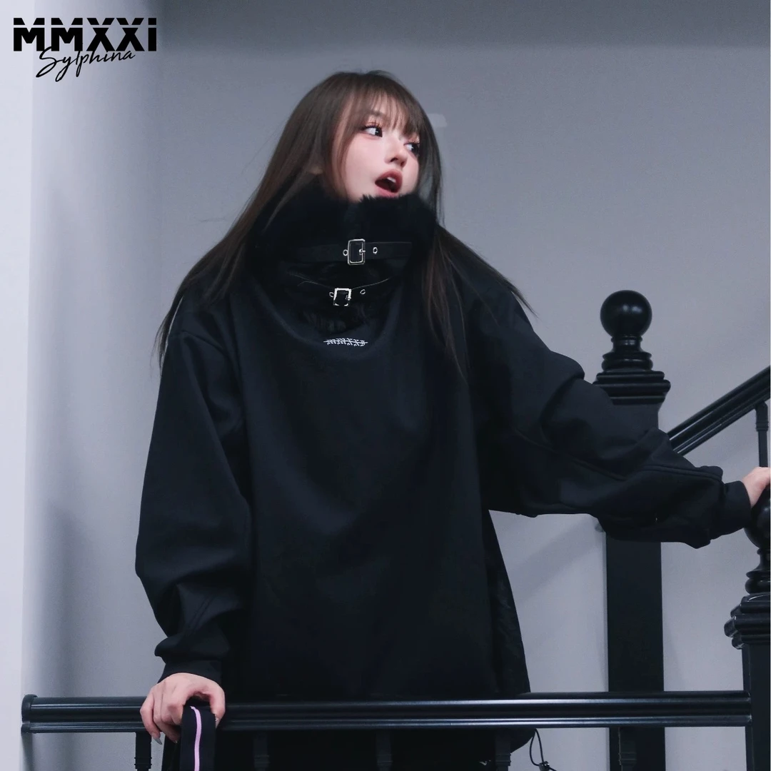 MMXX i黑色毛领立领毛绒卫衣滑雪服女防水加厚宽松上衣专业滑雪服