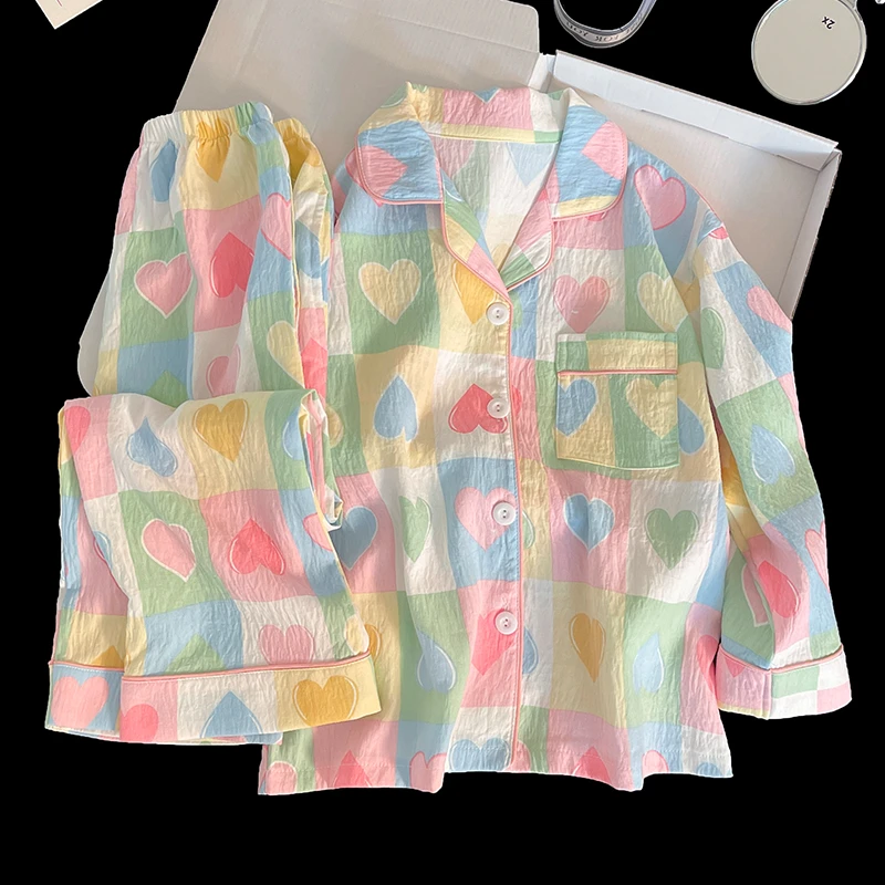 2025新款春秋女童云朵棉睡衣儿童女孩6-12岁中大童母女家居服套装