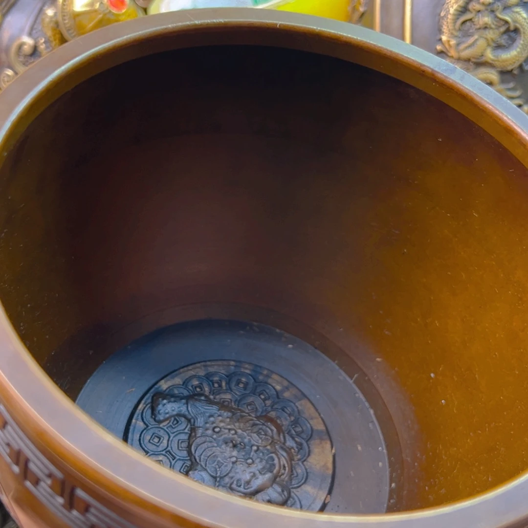 原矿风磨铜正版对联缸