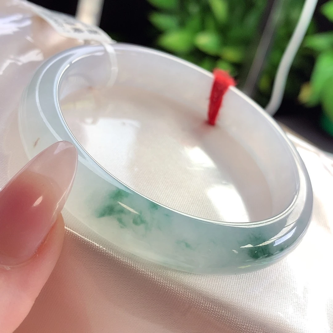 未镶嵌手镯翡翠天然A货翡翠58-59水中月带镜中花精致13号