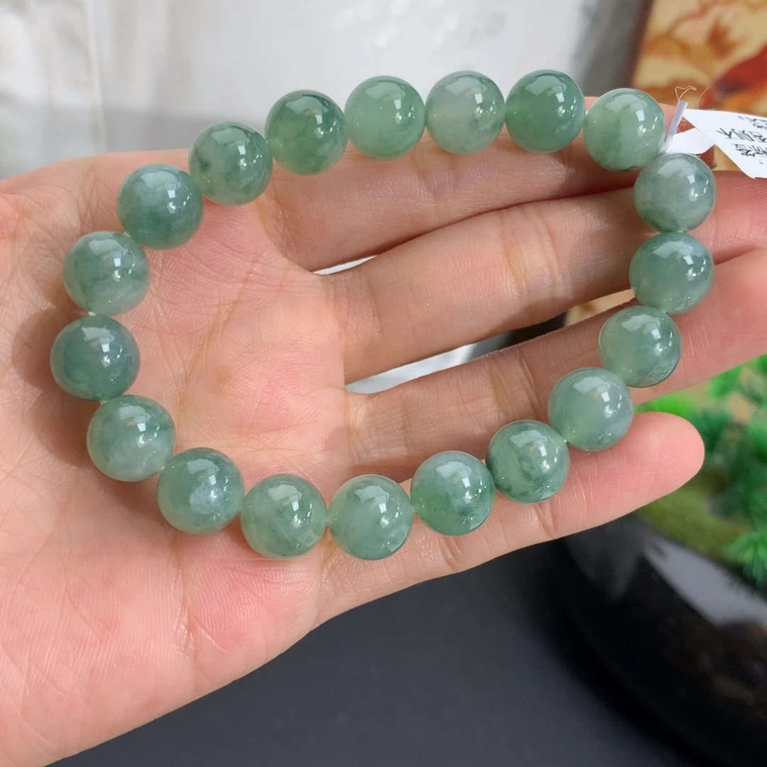 翡翠未镶嵌手串卡10胶润晴飘花手串