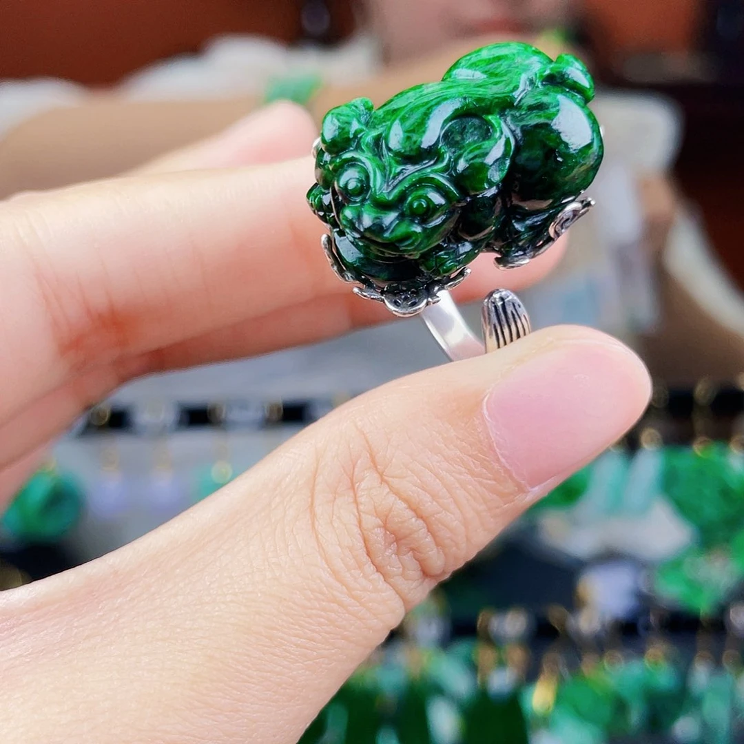翡翠戒指银S925镶嵌饰品