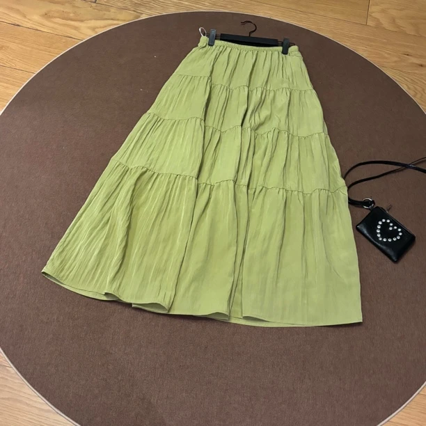 YYSTATIONS 【牛油果半裙！】简约大摆垂感松紧高腰百搭半裙-9052