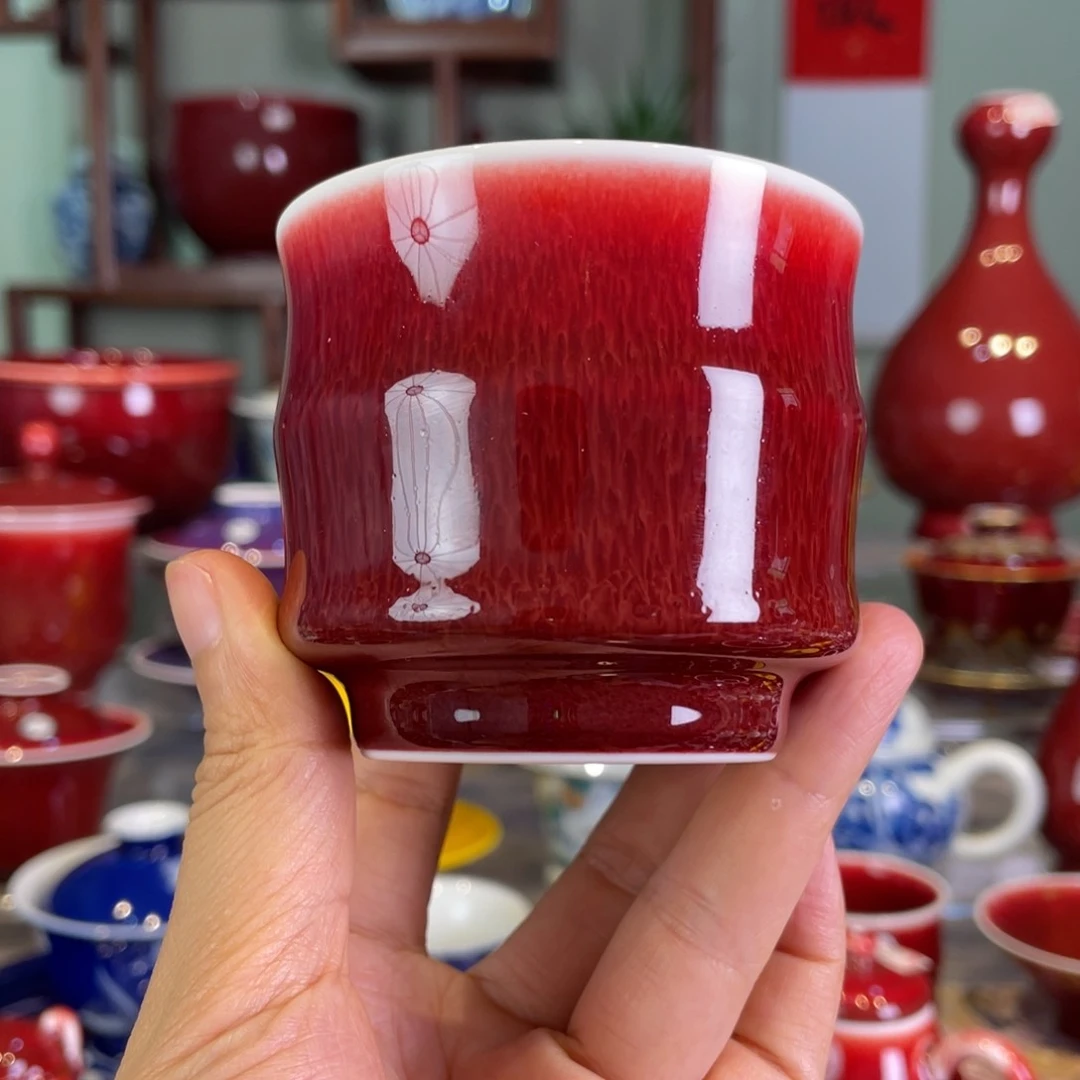 清欢雅玩原矿郎红竹节杯