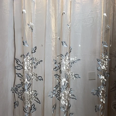 咖色刺绣纱10米对开