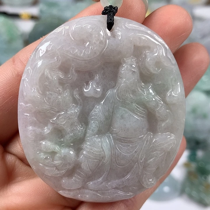 翡翠未镶嵌颈饰玉龙关二爷卡厚8+