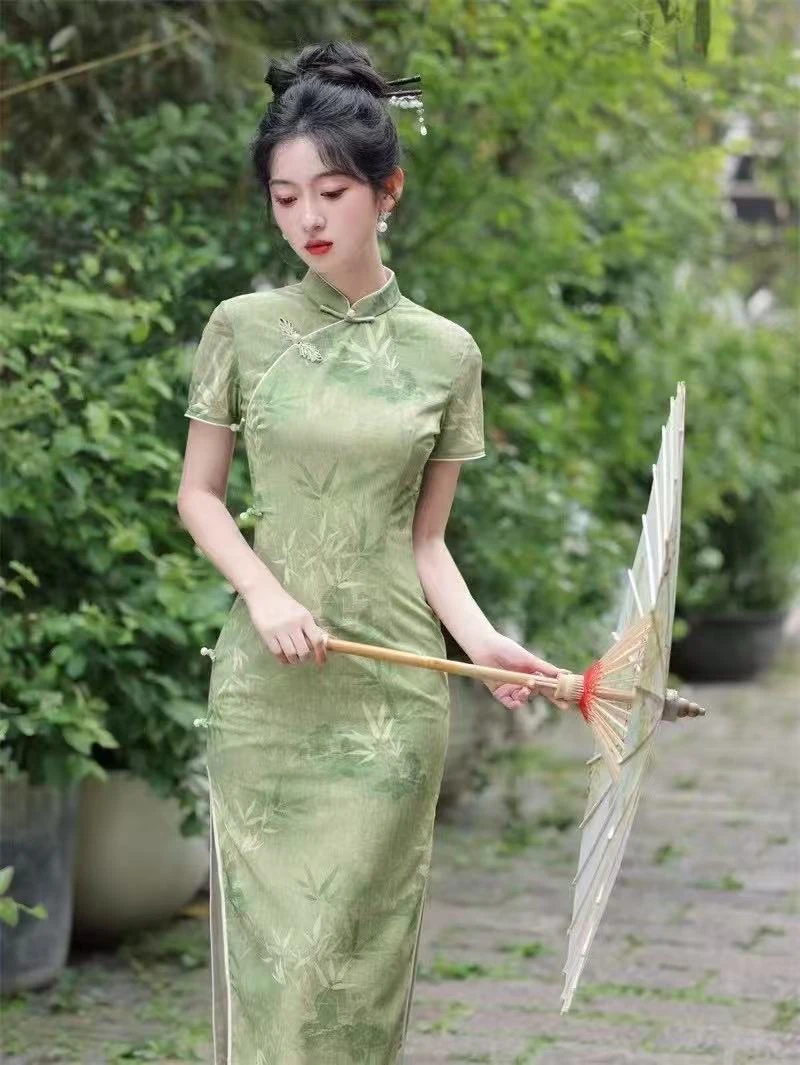 【青翠】上上签 夏季新中式绿色旗袍2025新款复古国风气质日常显瘦