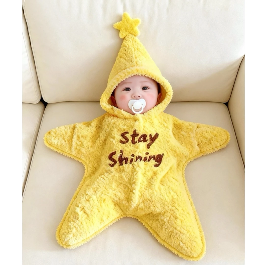 婴儿连体衣冬季哈衣加厚保暖星星人爬爬服宝宝外出服冬装夹棉衣服