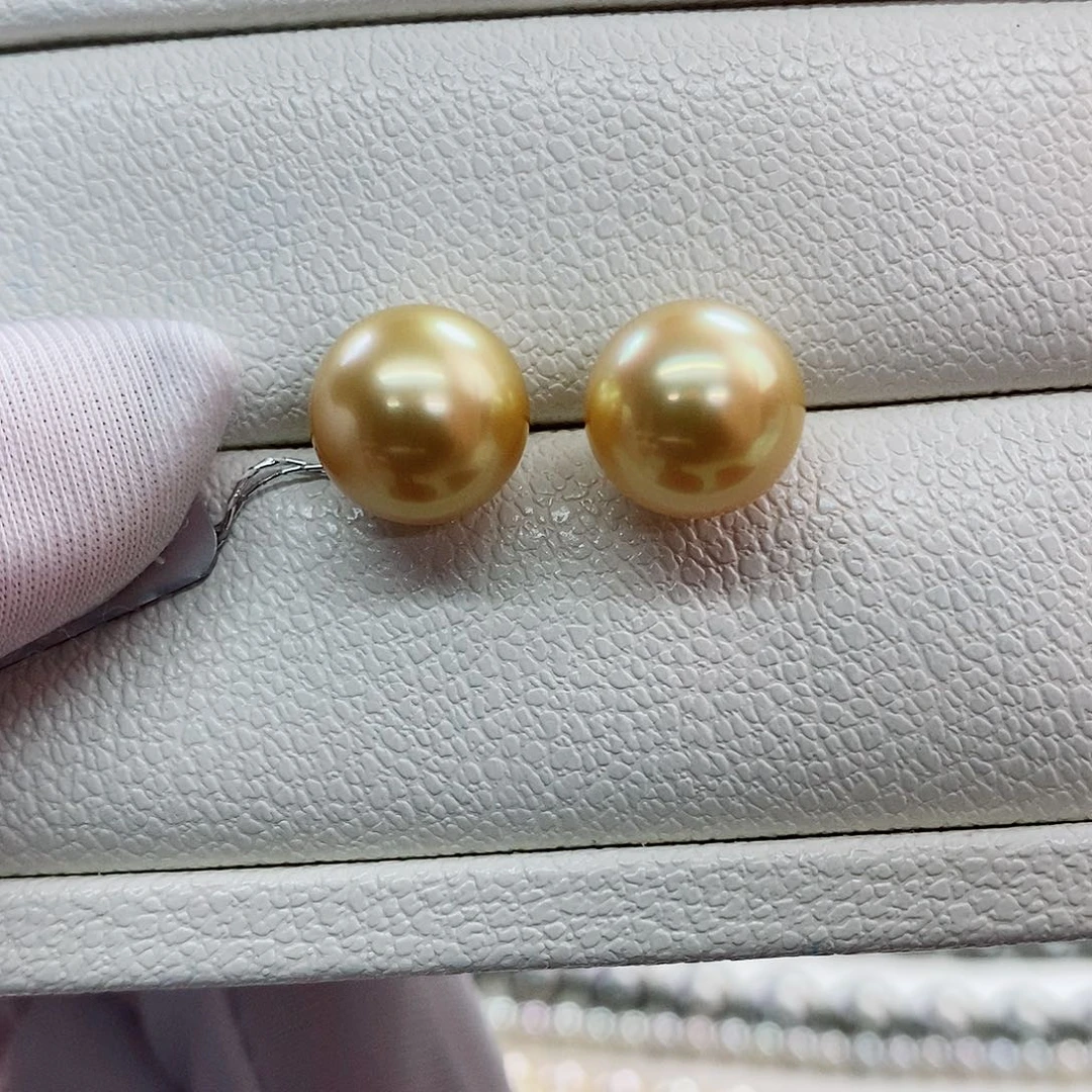 18K金镶嵌耳饰海水珍珠10-11
