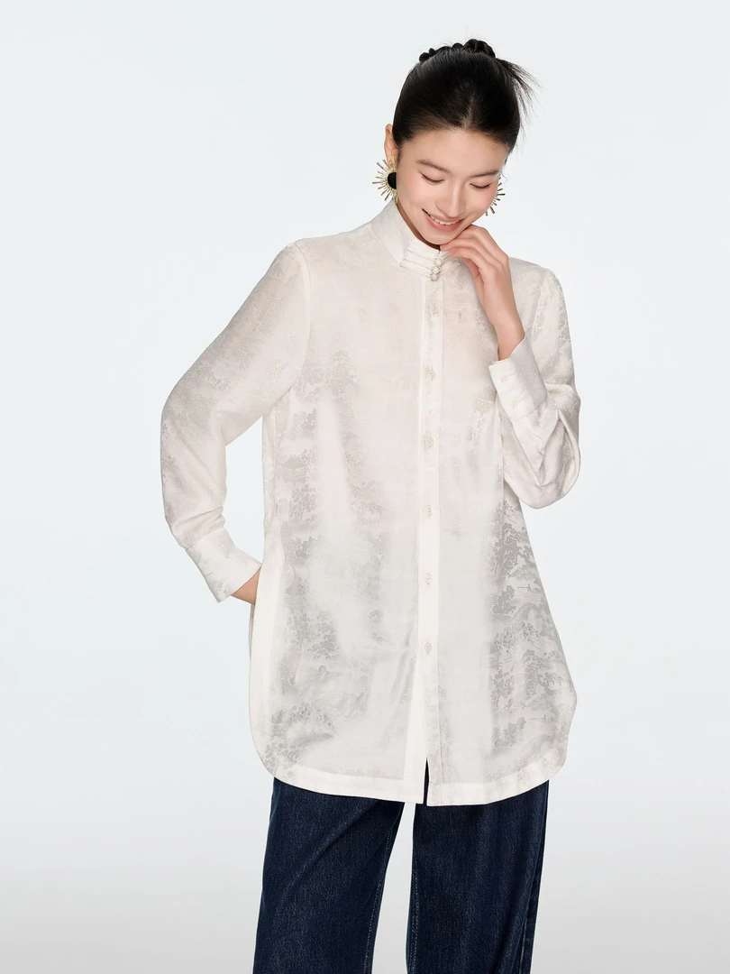 初见十三娘『素白』新中式国风桑蚕丝手工高定衬衣百搭打底汉服春季