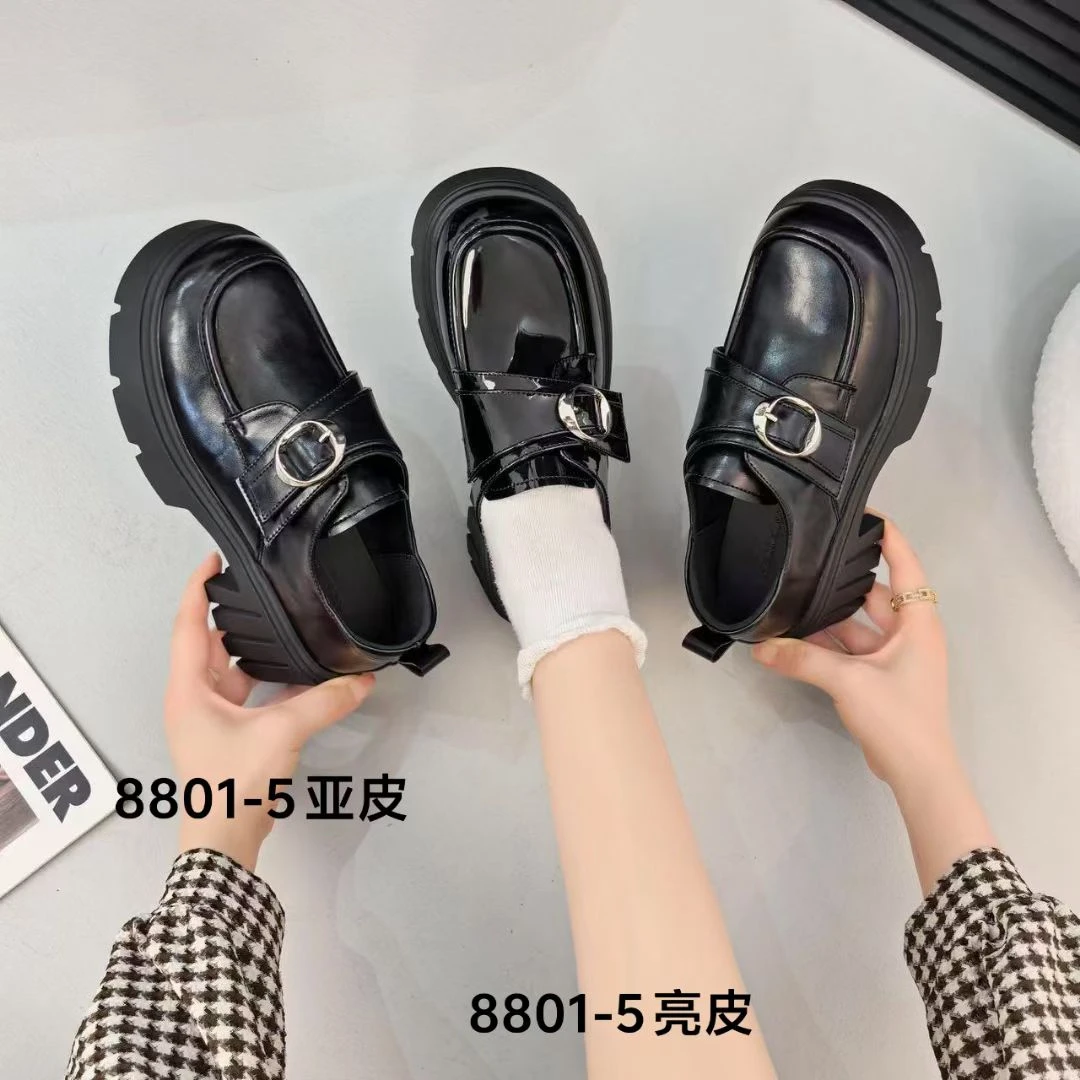 真皮乐福鞋厚底女2025新款英伦风增高松糕单鞋乐福鞋黑色小皮鞋