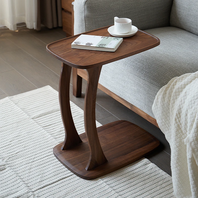 臻美ZM 北美黑胡桃木实木U型边几方几家用