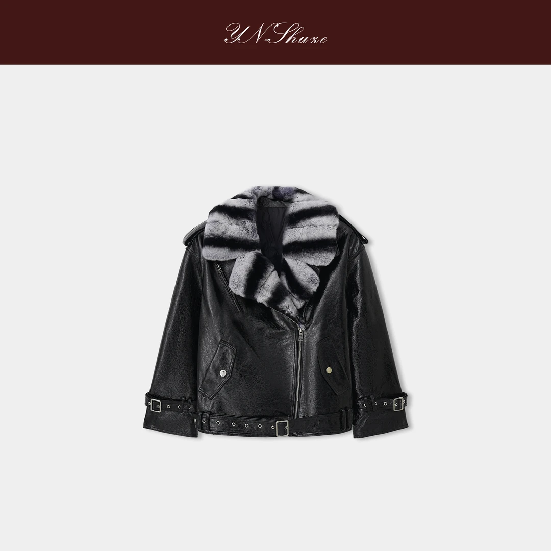 YN-SHUZE【冬日冒险家】高级感气质毛领鹅绒皮衣SZ-YNB-51059