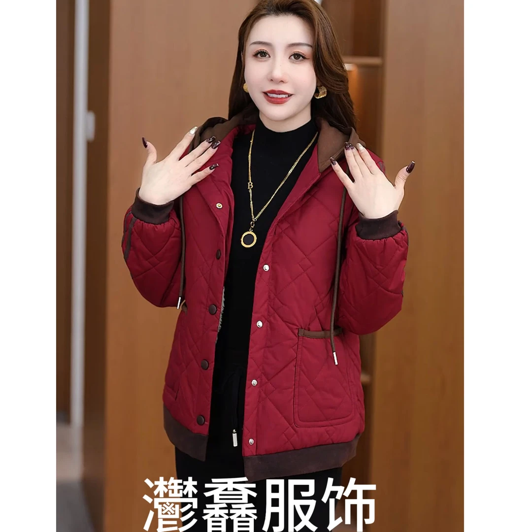 2024新款连帽中老年洋气休闲棉衣加绒加厚宽松显瘦妈妈装棉服