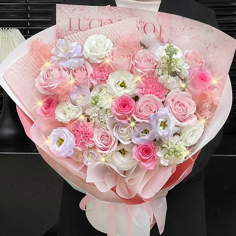 送心中女神❤【12朵粉玫瑰混搭花束】送爱人送闺蜜妈妈丈母娘长辈节日礼物鲜花小时达同城配送