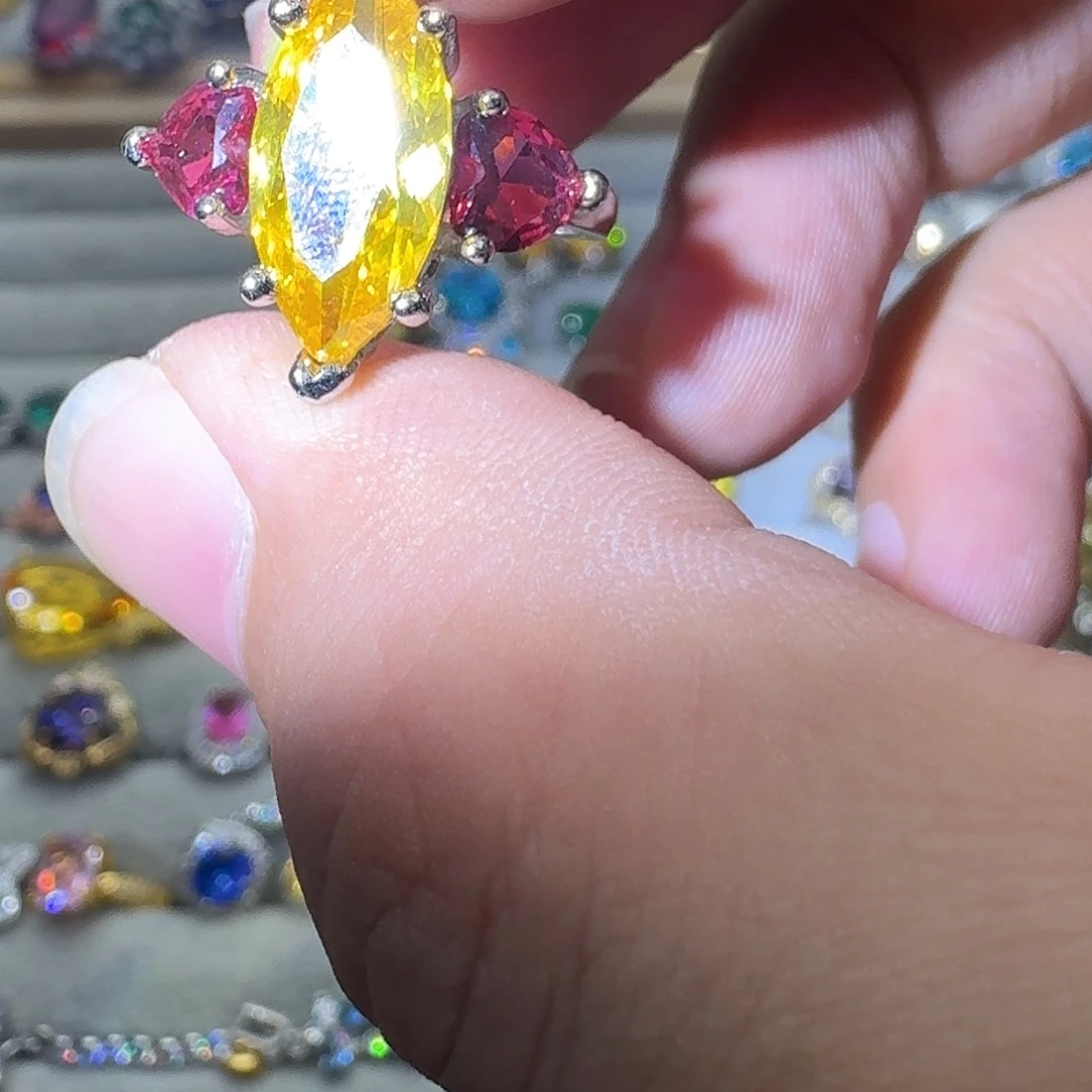 戒指银S925镶嵌水晶