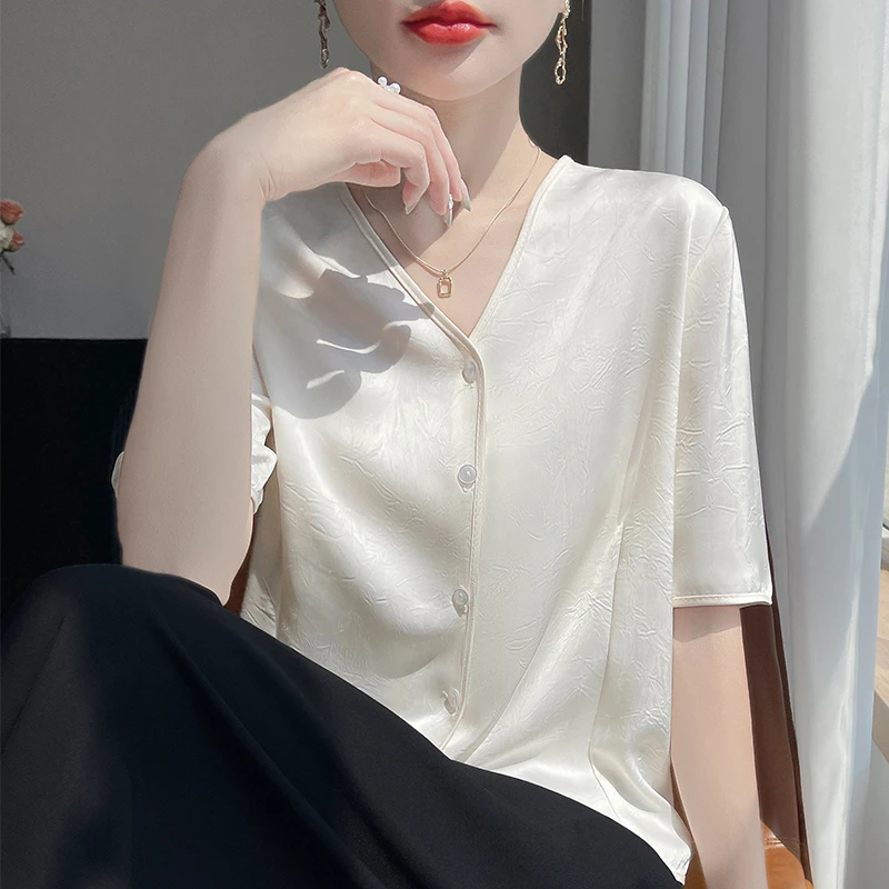 防晒衣衬衫外套女薄款短袖夏季小披肩配裙子外搭醋酸宽松开衫上衣