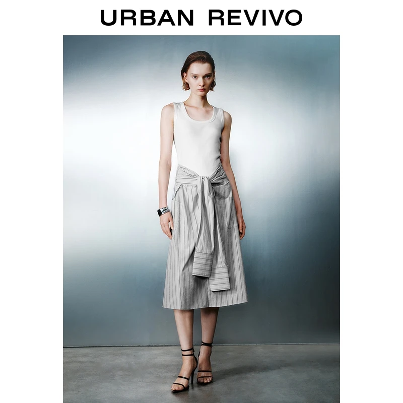 UR2025夏季设计感绑带无袖连衣裙女装新款休闲气质裙子UWJ750050