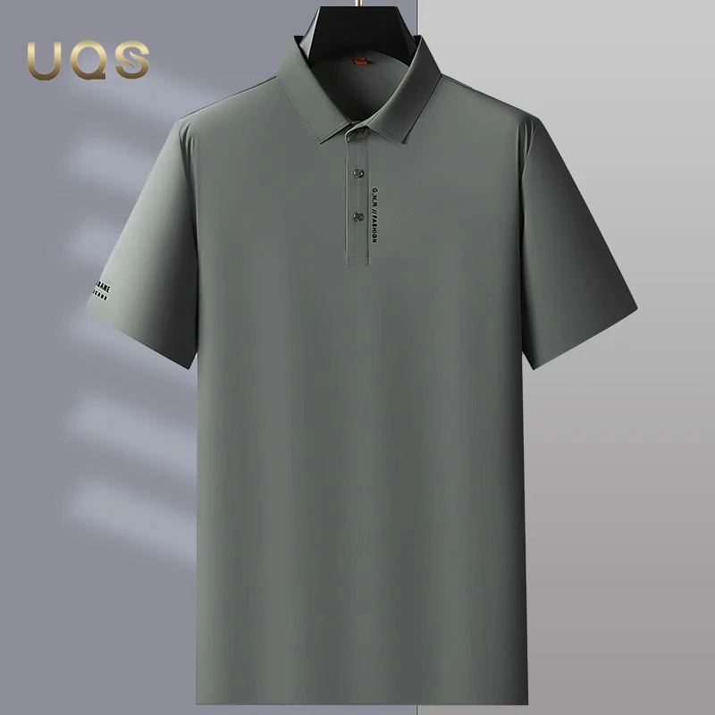 夏季冰丝凉感T恤男士翻领商务透气POLO衫大码薄款透气亲肤简约款