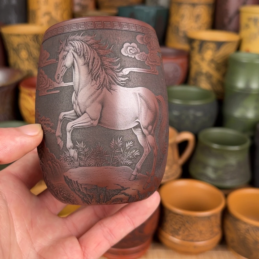 紫砂茶杯宜兴原矿紫砂杯