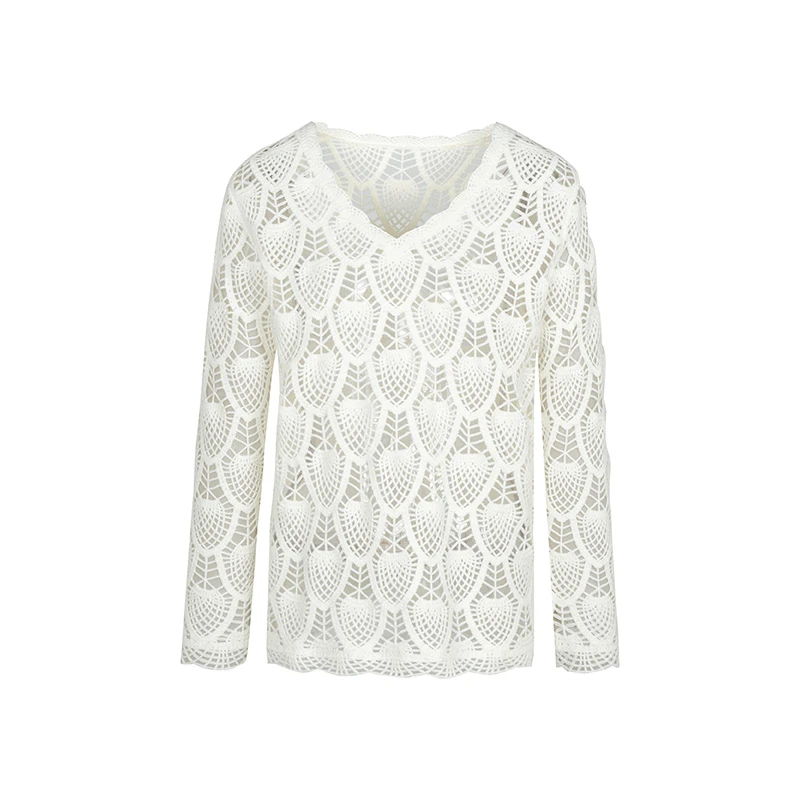 【丽公主】商场同款春秋新品时尚镂空钩花设计上衣NDY3A41385